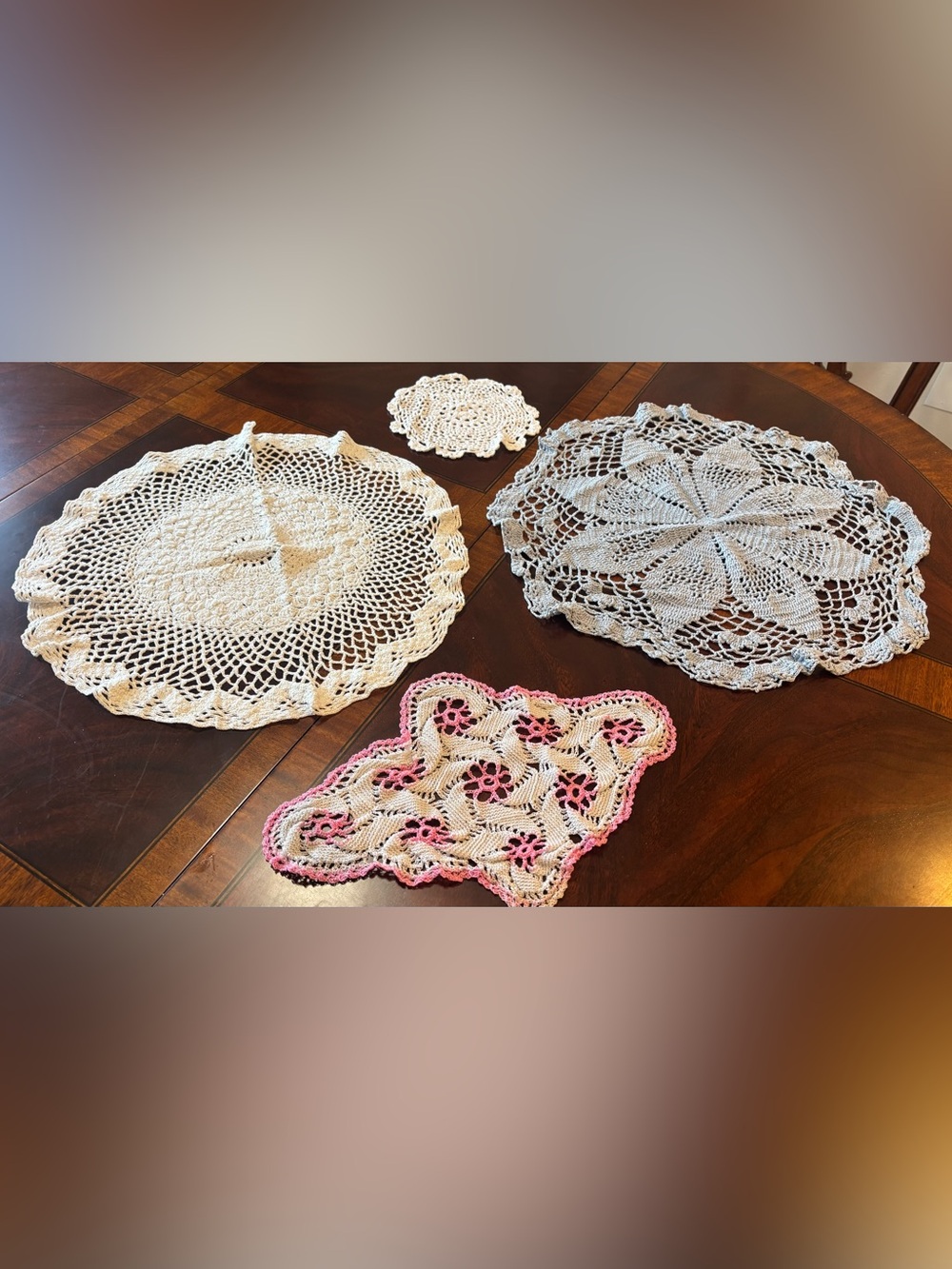 Vtg Crocheted Doily Lot Centerpieces Shabby Chic Cottagecore Lace Table Linens